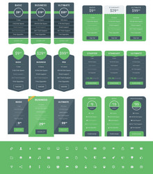 set of pricing table design templates for websites vector image