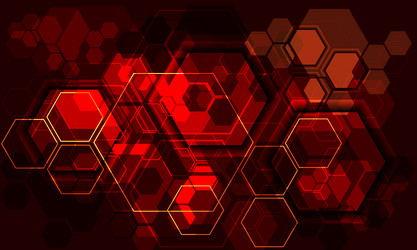 Abstract technology red yellow hexagon shadow vector