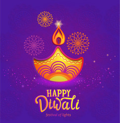 Happy Diwali Lights Banner Vector Image