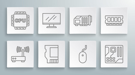 set line router and wi-fi signal computer monitor vector image