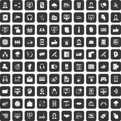 100 contact us icons set black vector