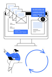 digital communication cybersecurity and workflow vector image