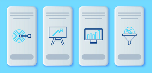 set line board with graph chart monitor target vector image