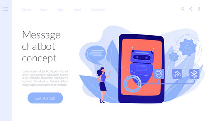chatbot virtual assistant via messagingconcept vector image