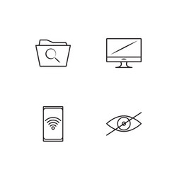 cyber security linear icons set simple outline vector image