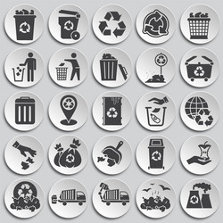Garbage related icons set on background vector