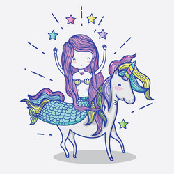 Mermaid with Unicorn Art Vector Image
