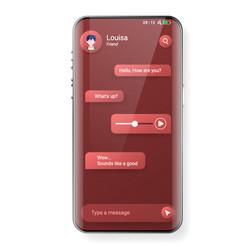 Red user interface smartphone reply message vector