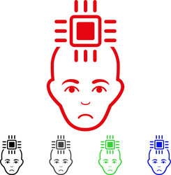 Sad neural computer interface icon vector