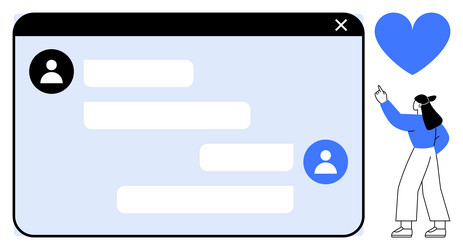 digital chat window with user icons and content vector image