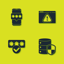 set mobile and password server with shield vector image