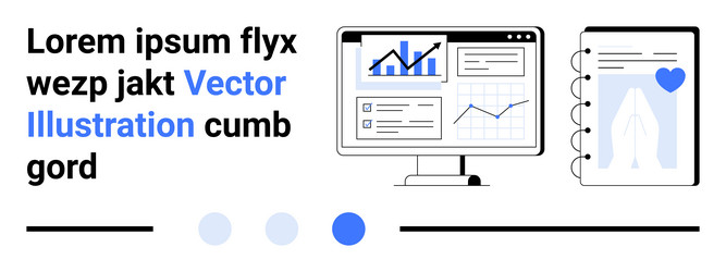 data monitoring through graphical dashboard vector image