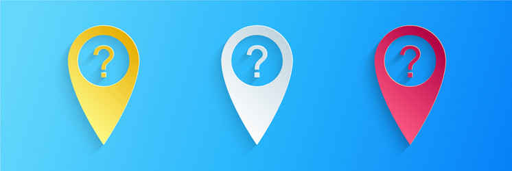 paper cut map pointer with question symbol icon vector image