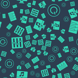 set computer with music note power button sound vector image