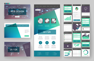 website design template and interface elements vector image