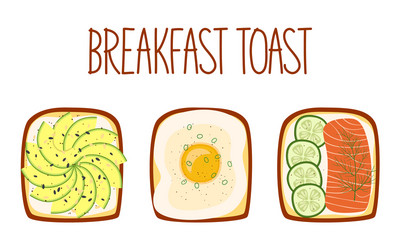 set toasts for breakfast with different vector