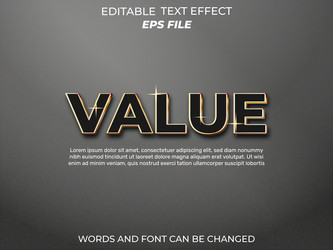value text effect font editable typography 3d vector image