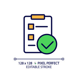 checklist with checkmarks pixel perfect rgb color vector image