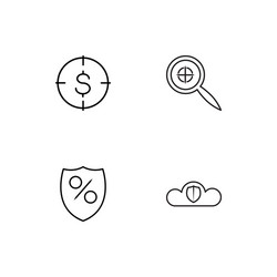 Cyber security linear icons set simple outline vector