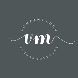 Initial vm handwriting logo with circle template Vector Image