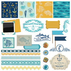 Nautical sea design elements Royalty Free Vector Image