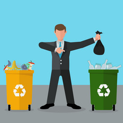 selective waste sorting different colored recycle vector image