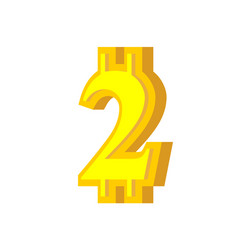 2 numeral bitcoin font two numeric crypto vector