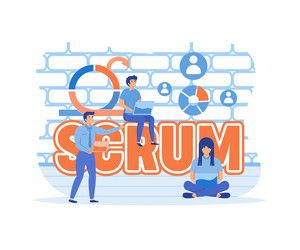 scrum framework concept with keywords letters vector image