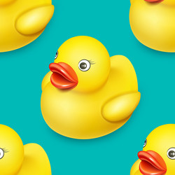 Seamless pattern with yellow duck toy vector