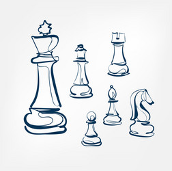 chess one line design element isolated vector