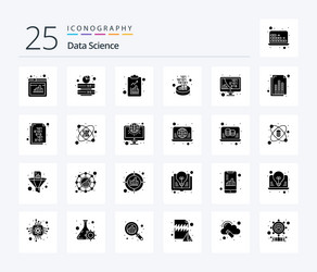 Data science 25 solid glyph icon pack including vector