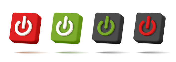 web icon push-button power square shape vector image
