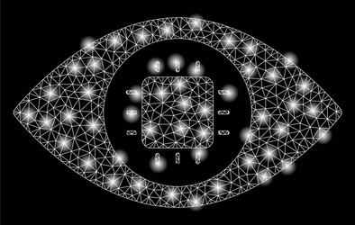 bright mesh network bionic eye circuit with flash vector image