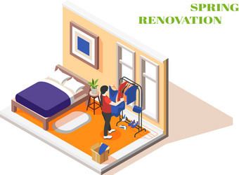 spring renovation isometric interior vector