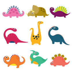 Funny cartoon dinosaurs collection vector