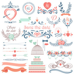 romantic hand drawn wedding graphic set Vector Image