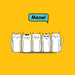 Set of character cute cat on yellow background vector
