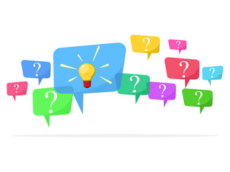 speech bubbles with multicolored question marks vector image
