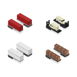 Different types trailers 3d icons set isometric vector