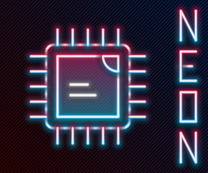 glowing neon line computer processor vector image