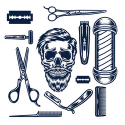 hand drawing style with a skull cut hair and barbe Vector Image