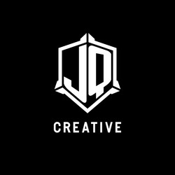 jq logo initial with shield shape design style vector image