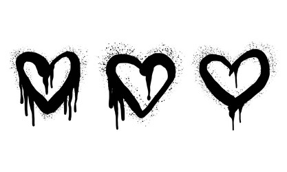Spray Painted Heart Drip Sign Vector Image