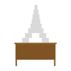 working table and pile of papers eiffel tower vector image