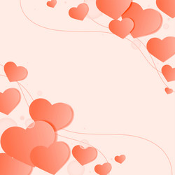 heart decorated border orange background vector