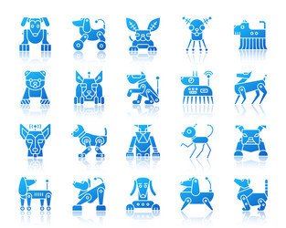 Robot simple gradient icons set Royalty Free Vector Image