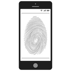 scanning of the fingerprint on mobile phone vector