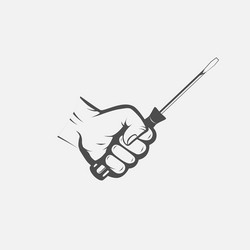 screwdriver in hand repair vector