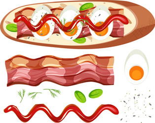 top view a bread with topping element isolated vector image