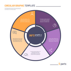 Infographic circle chart template five Royalty Free Vector